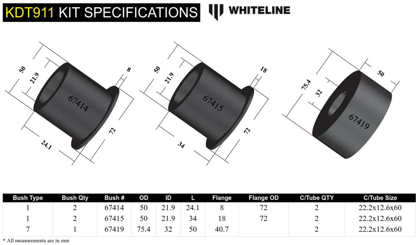 Whiteline VQDE VQHR Rear Differential Bushings Kit