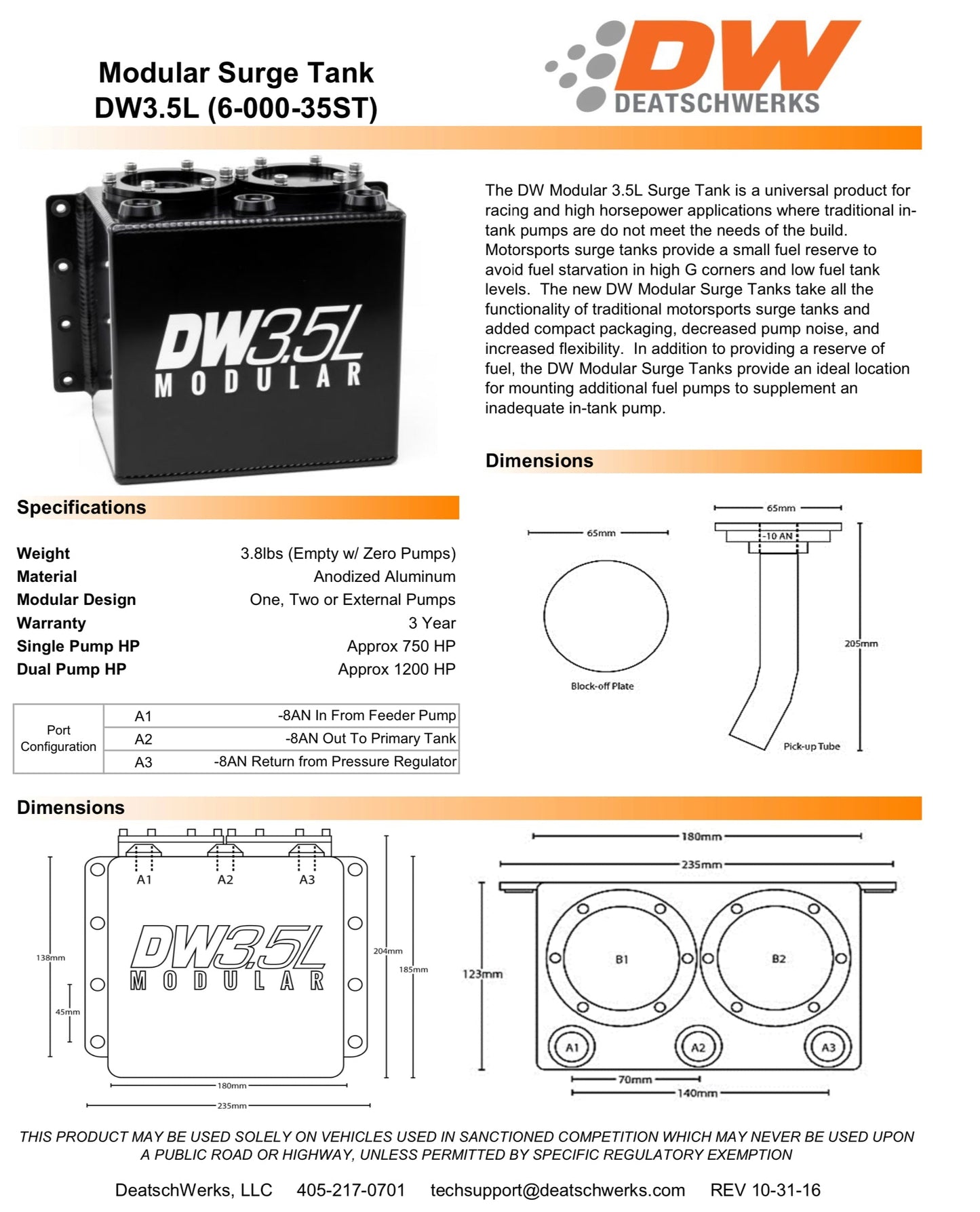 Deatschwerks VQ 3.5L Surge Tank Series