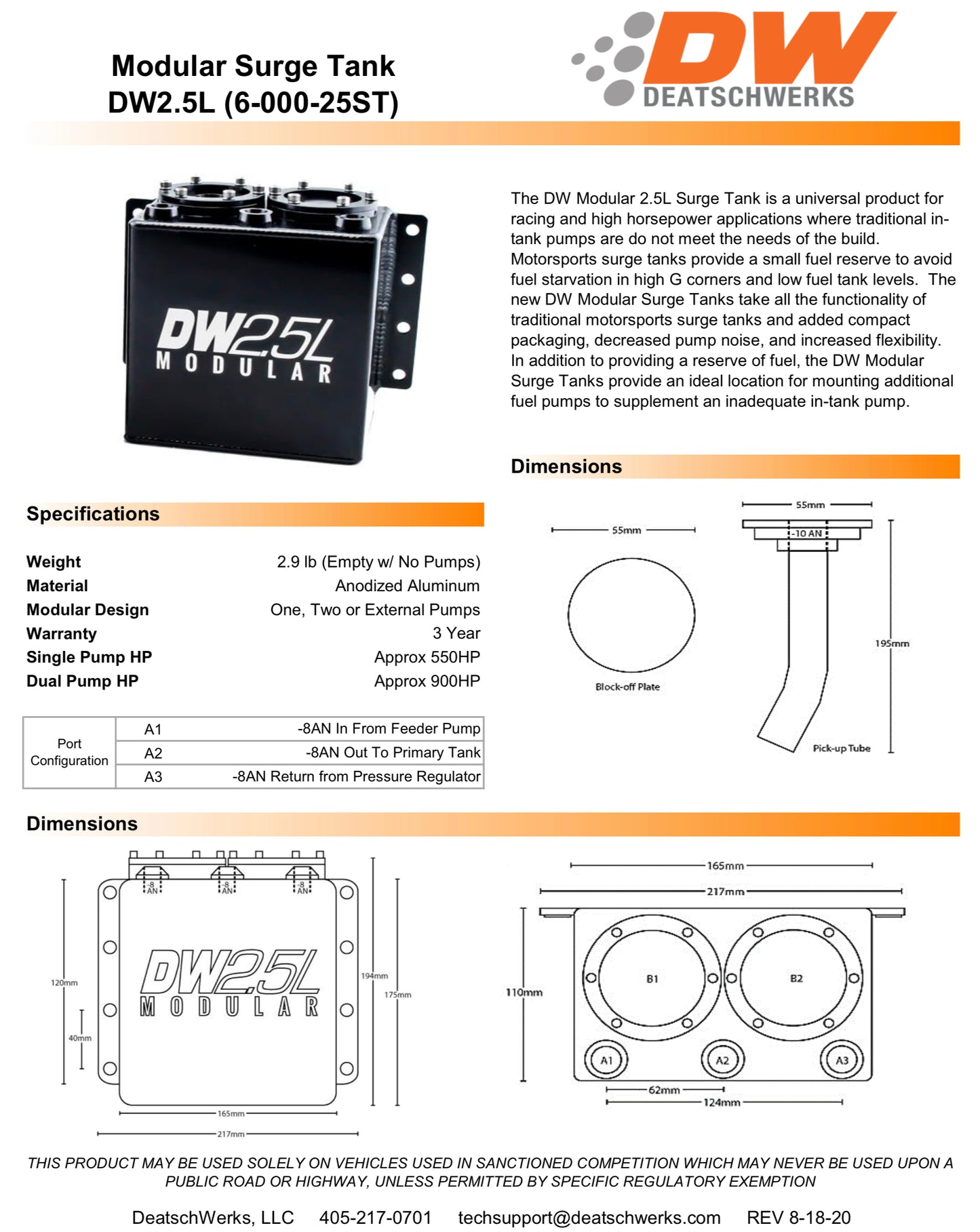 Deatschwerks VQ 2.5L Surge Tank Series