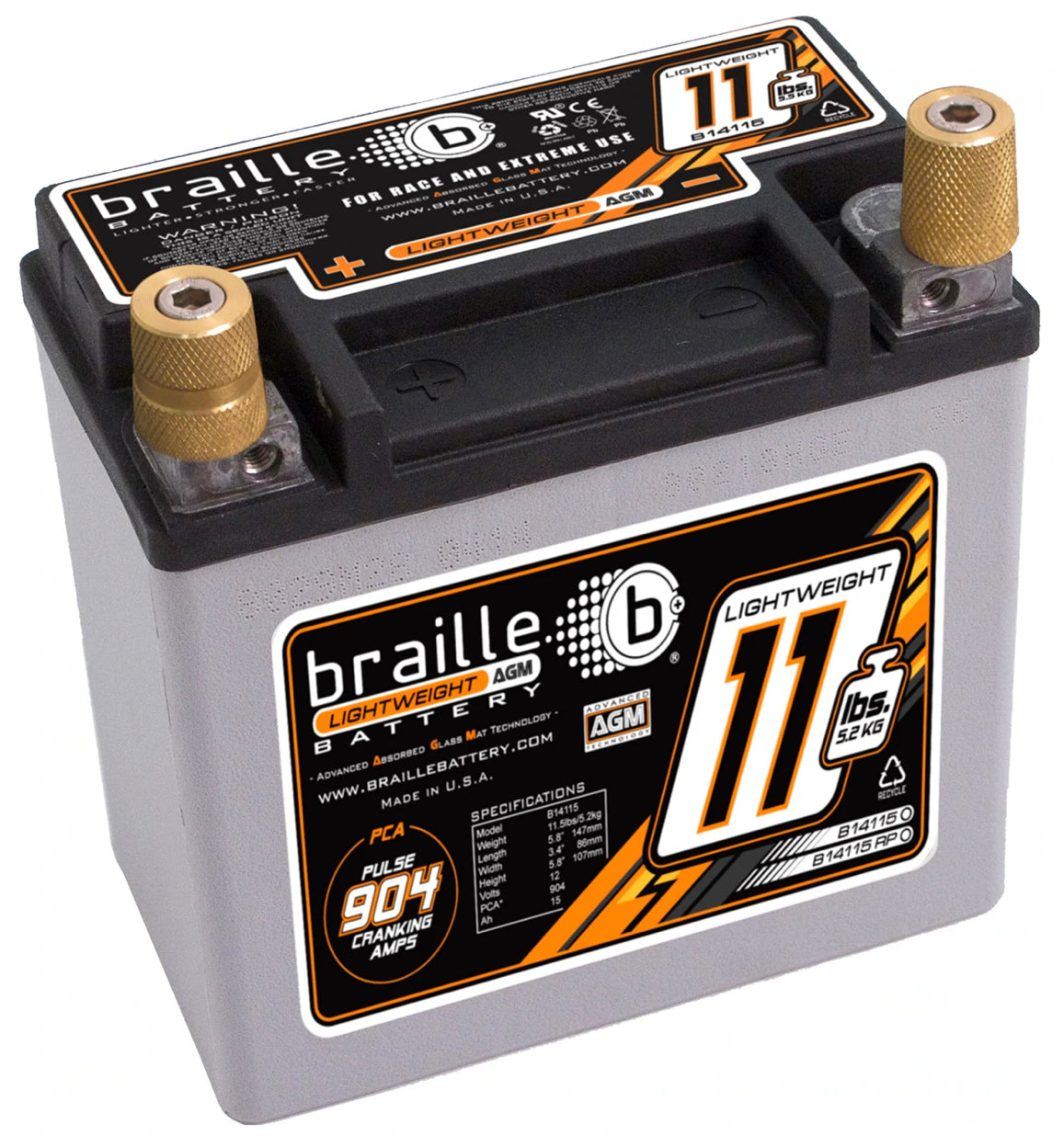 Braille Lightweight 11.5lb AMG Battery (B14115)