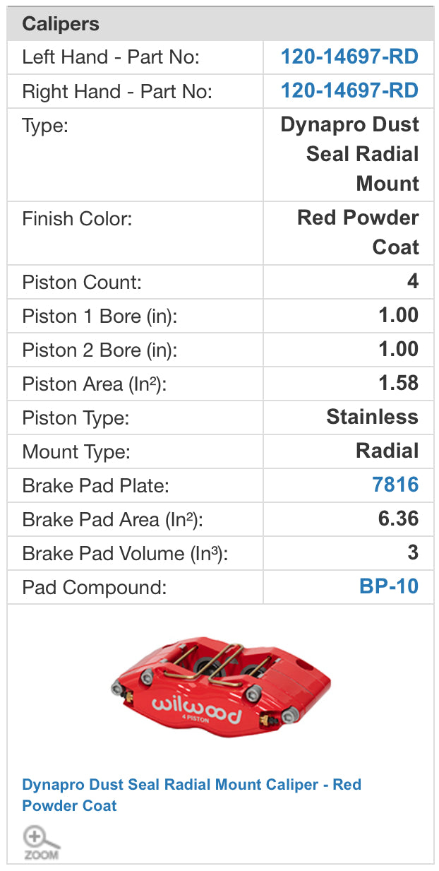 Willwood VQDE VQHR 12.88”(327mm) x 1.1”(28mm) 4 Piston Big Brake Rear Kit (140-9507)