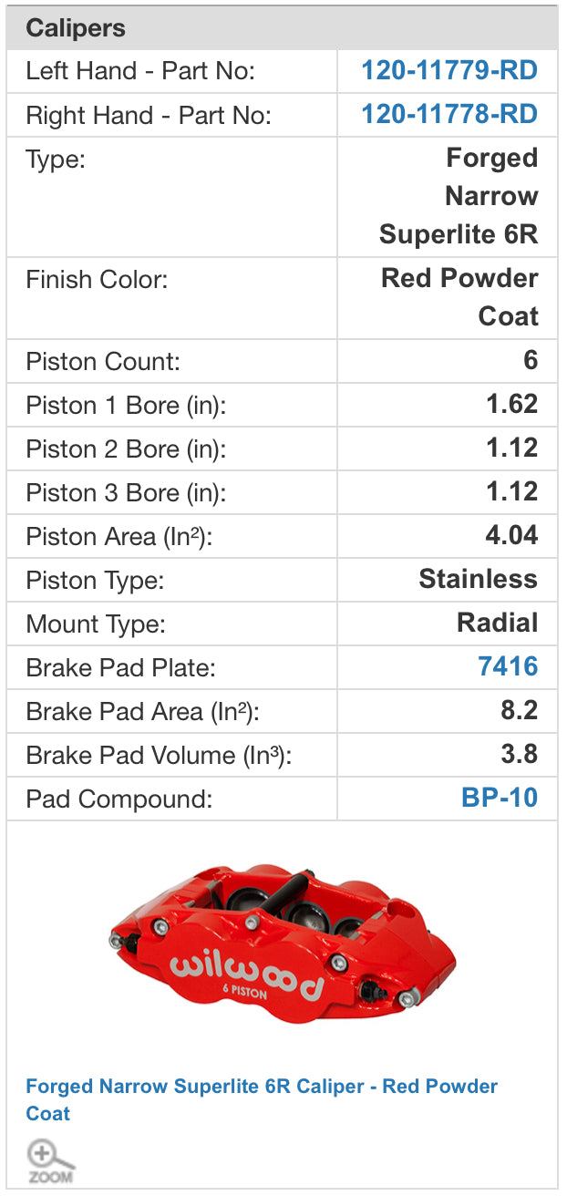 Willwood VQDE VQHR 14”(356mm) x 1.25”(32mm) 6 Piston Big Brake Front Kit (140-9192)