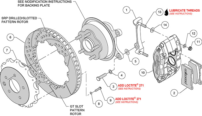 Willwood VQDE VQHR 12.88”(327mm) x 1.1”(28mm) 4 Piston Big Brake Rear Kit (140-9507)