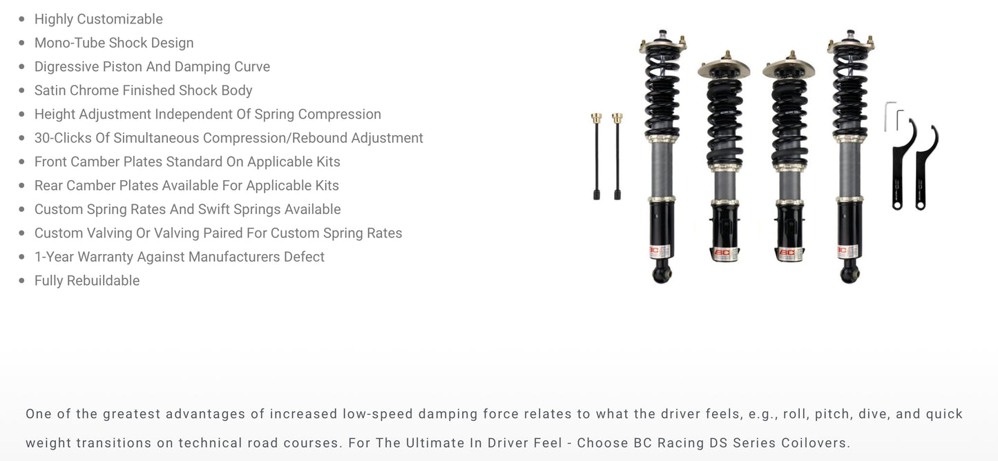 BC Racing DS Series VQDE & VQHR True Coilover Set