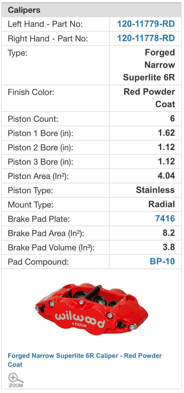 Willwood VQDE VQHR 13.06”(331mm) x 1.25”(32mm) 6 Piston Big Brake Front Kit (140-9190)