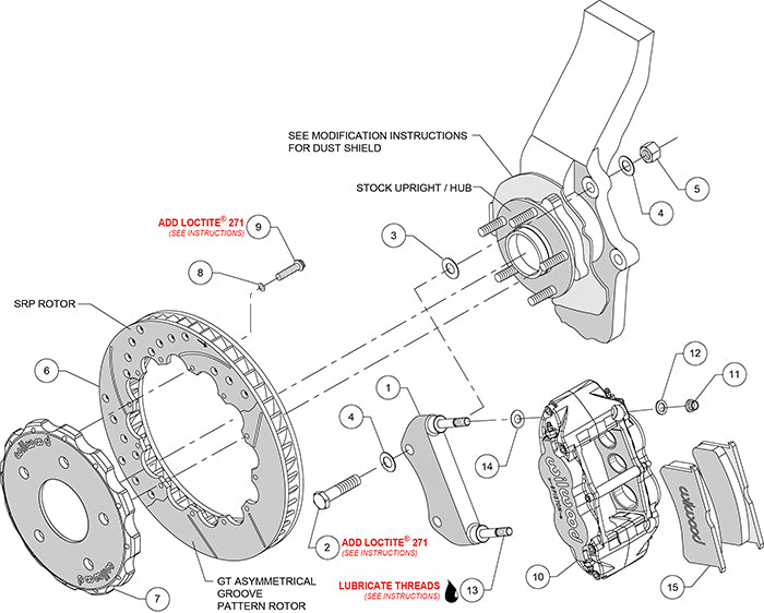 Willwood VQDE VQHR 13.06”(331mm) x 1.25”(32mm) 6 Piston Big Brake Front Kit (140-9190)