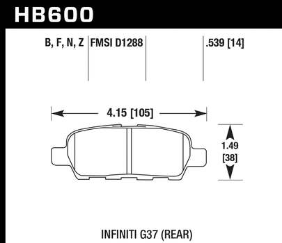 Hawk Nissan / Infiniti Brake Pads (HB600Z.539)